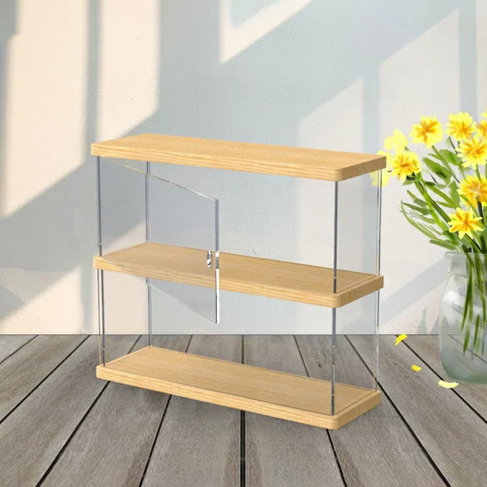 Perfume Fragrance Holder - アクリルディスプレイケース フィギュア ドールスタンド ブラインドボックス収納 木製ベース 防塵ボックス