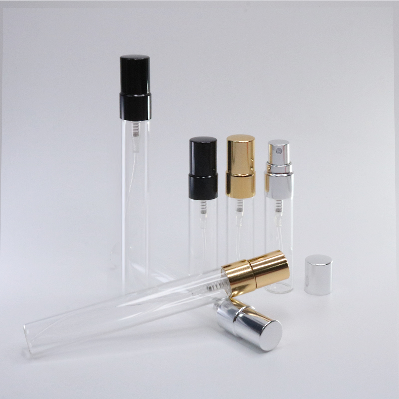 Perfume Fragrance Dispenser - 5 ミリリットル 10 ミリリットル 10 個透明ガラス香水瓶詰め替えポータブルディスペンサースプレーボトル金属アトマイザー香水瓶