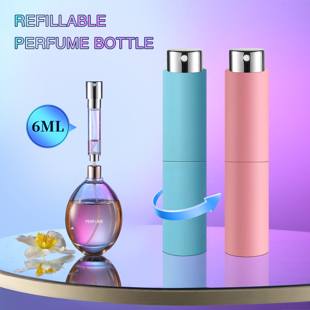 Perfume Fragrance Dispenser - 6 ミリリットル回転香水アトマイザーポータブル底充填旅行ミニ香水詰め替えボトル空の化粧品容器スプレー