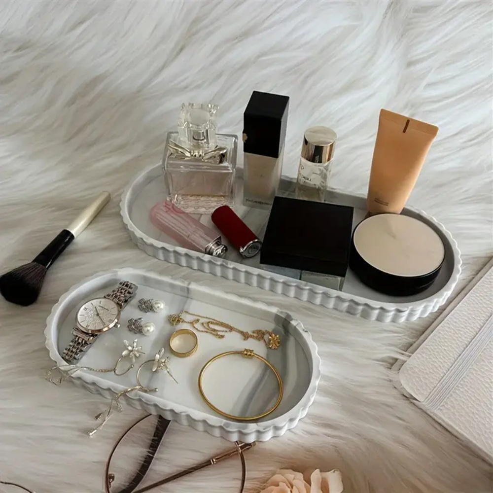 Perfume Fragrance Dispenser - バスルームカウンタートップ用楕円形収納トレイ、石鹸ディスペンサー、シリコントレイ、手指消毒剤、シャンプーと香水、ジュエリーディスプレイトレイ、デイリーアクセサリー、装飾、ドレッシングテーブル、1パック