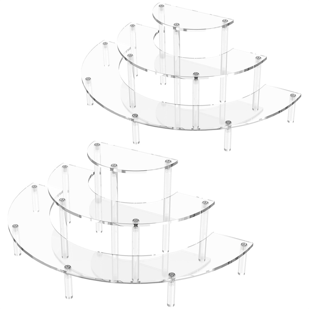 Perfume Fragrance Holder - 1/2パック アクリル製ディスプレイライザー 3段 ハーフムーン カップケーキスタンド クリア