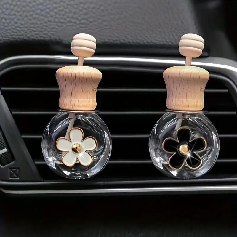 Perfume Fragrance World - 2 個車のフレグランス空のガラスボトルかわいい芳香剤ボトル香水クリップエアベント出口アロマセラピーエッセンシャルオイルディフューザー