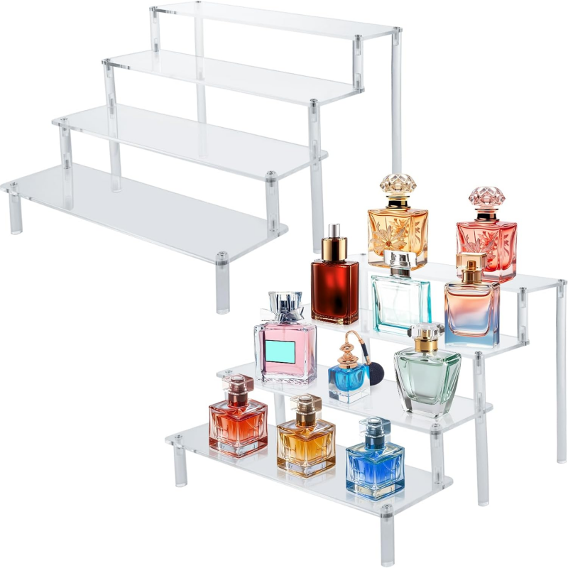 Perfume Fragrance Holder - 大型アクリルディスプレイライザー、香水スタンドオーガナイザー、食品用ディスプレイスタンド用透明アクリルシェルフライザー、卓上使用