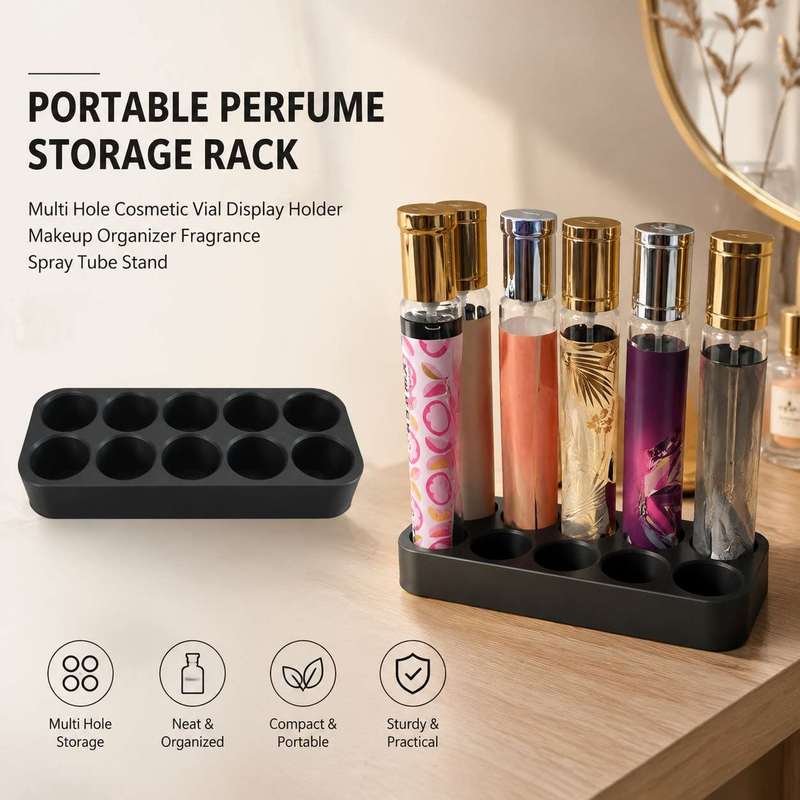 Perfume Fragrance Holder - 香水オーガナイザースタンド マルチスロット コロンバイアル棚 フレグランスディスプレイラック バニティメイクアップチューブホルダー