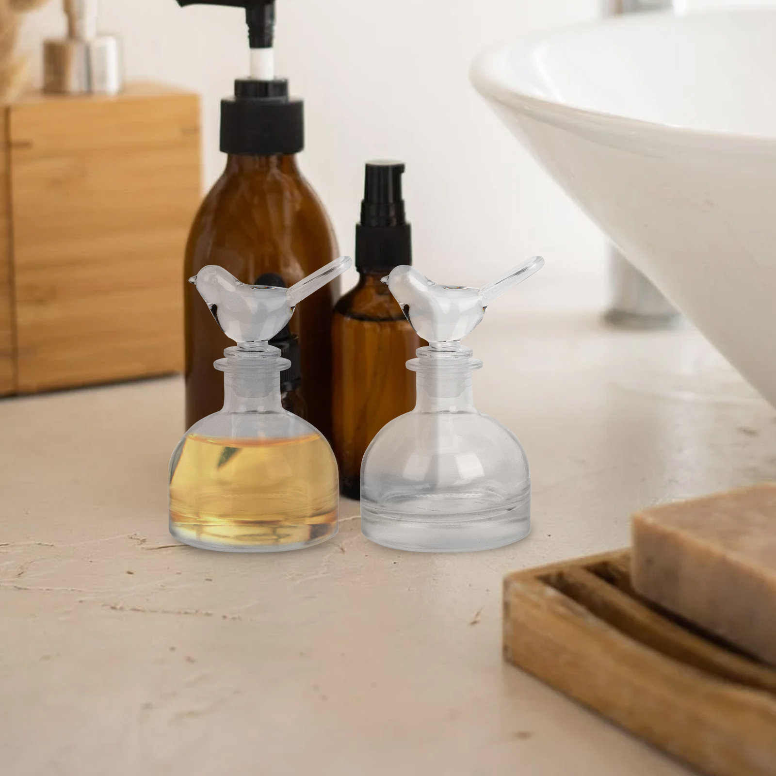 2 個のガラス香水瓶プレミアムクリア頑丈な家庭用車装飾フレグ - Perfume Home Fragrance のレビューと価格