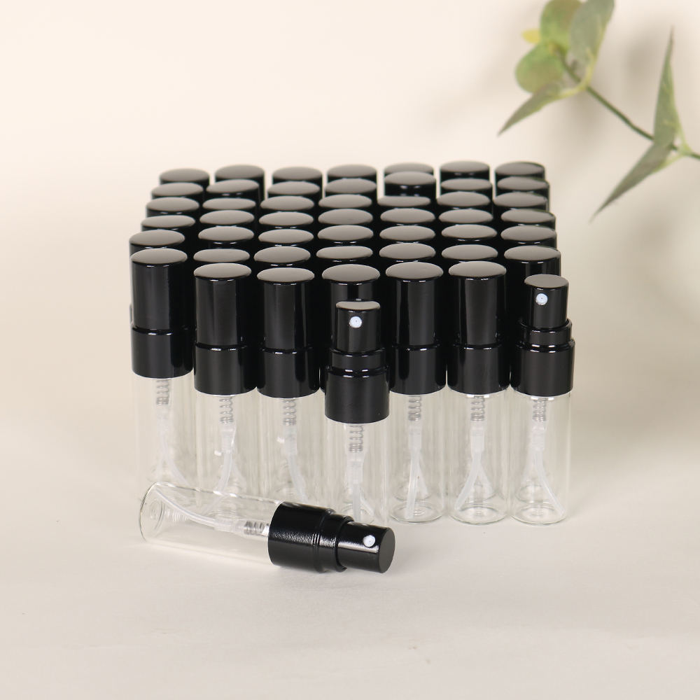 50 個 3 ミリリットルアルミスプレーヘッド透明ガラス香水 - Perfume Fragrance Dispenser のレビューと価格